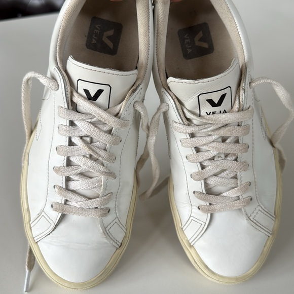 VEJA Esplar Leather Logo Sneakers in White Color Womens Size 7 - Picture 15 of 16
